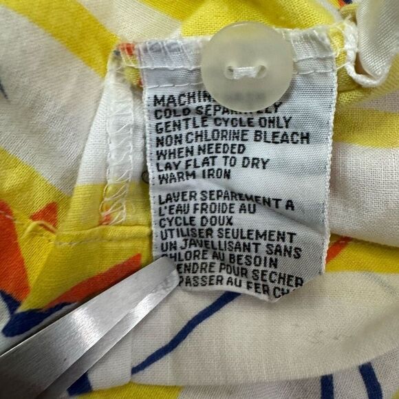 Vintage Union Bay M Star Print Stripe Polo Shirt Yellow White Stripe Funky 80s - Picture 4 of 5